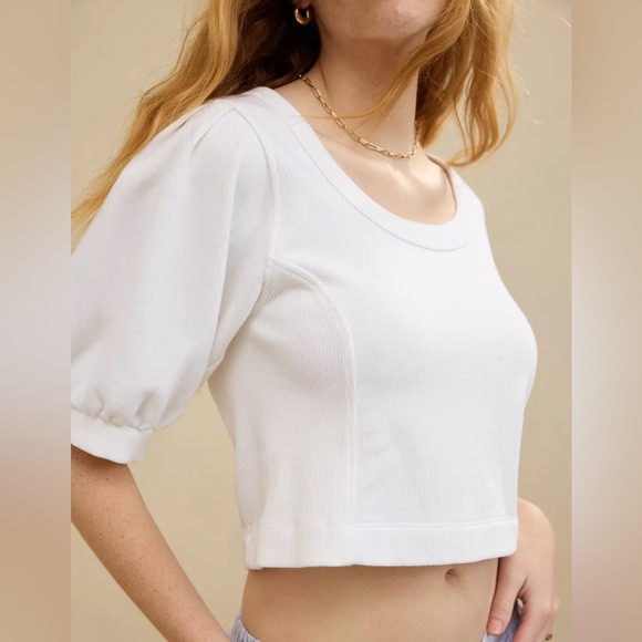 AERIE Ribbed Short Sleeve Sweatshirt - Picture 3 of 7